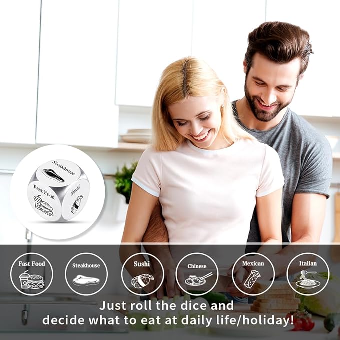 Easter Basket Stuffers For Adults,Birthday Gifts For Him Her, Gifts For Women Men, Anniversary Steel Food Decision Dice Couple Gifts Girlfriend Boyfriend Valentines Day Christmas Birthday Wedding Gift