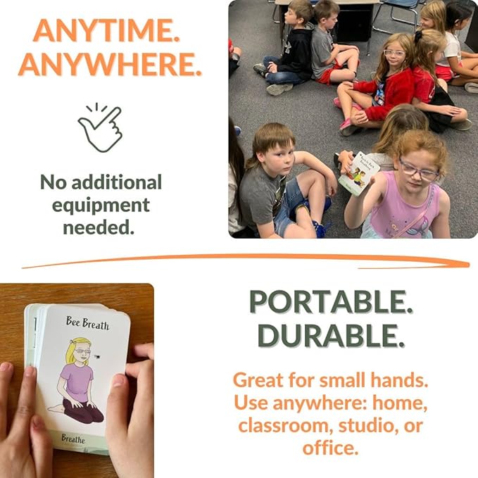 Breathing Exercise Cards for Kids, Deck for Classroom, Calm Down Corner Kit, Sensory Room, Social Emotional Yoga Games for Kids, Mindfulness Tools for Play Therapy, or Relaxation
