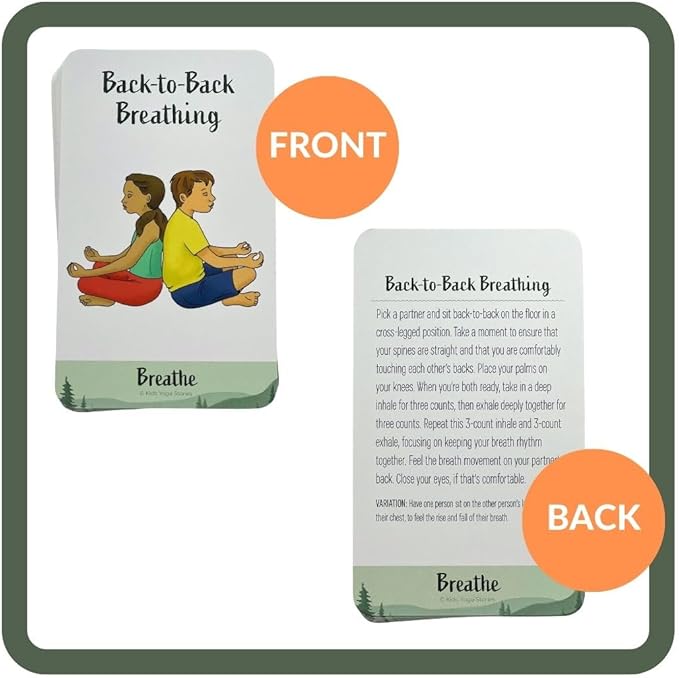 Breathing Exercise Cards for Kids, Deck for Classroom, Calm Down Corner Kit, Sensory Room, Social Emotional Yoga Games for Kids, Mindfulness Tools for Play Therapy, or Relaxation