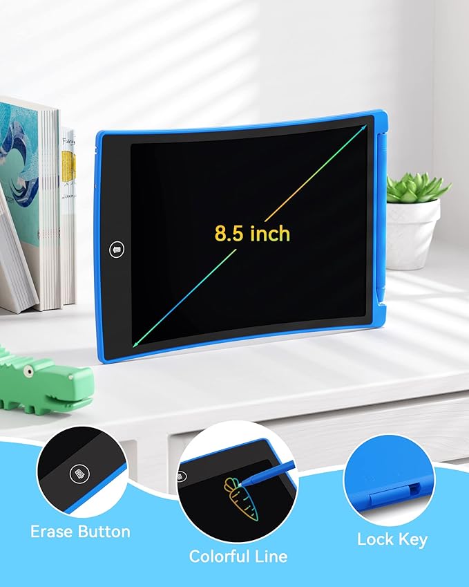 KOKODI Kids Toys LCD Writing Tablet, Colorful Toddler Drawing Pad Doodle Board Erasable, Educational Learning Toys Birthday Gifts for Girls Boys Age 3 4 5 6 7 8 Kids Road Trip Essentials(Blue)