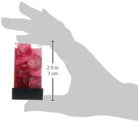 Chessex CHX27524 Dice-Ghostly Glow 7Pc Set, Pink/Silver, Large (18mm - 25mm)