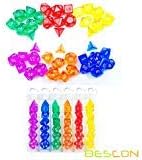 Bescon Mini Translucent Polyhedral RPG Dice Set 10MM, Small RPG Dice Set D4-D20 in Tube Packaging, Assorted Colored of 42pcs (7X6
