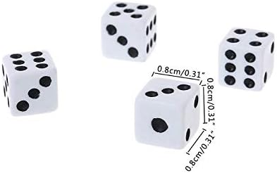 100Pcs 8mm White Dice,Adult Game Dice for Teaching Math,Activity,Casino Theme,Party Favors,Toy Gifts,Magic Tricks Prop