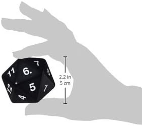 Koplow Games 55mm Jumbo D20 Opaque Black with White Numbers