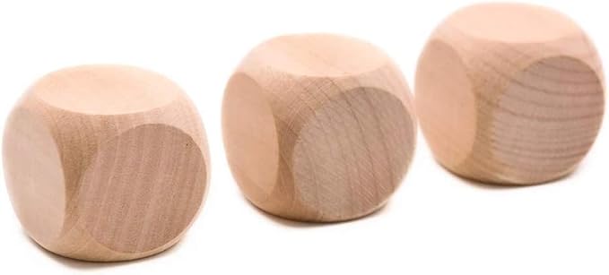 10 Pcs Wooden Dice, 6 Sided Blank Dice Round Corner Cube Dice DIY Graffiti Dice Crafts Toy Dice Board Game Party Supplies Standard Game Dice (1.8cm)