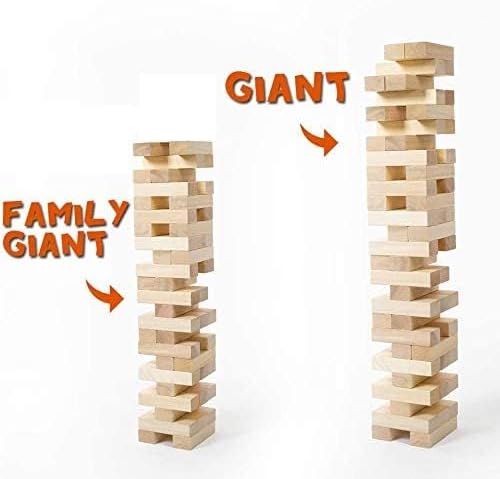 Gentle Monster Giant Tumble Tower with Dice & Game Board, 56 Pcs Large Size Wooden Stacking Game, Classic Outdoor Games for Adult Kids Family (Jumbo 56pc)