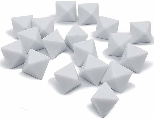 20 Pcs Blank Acrylic Dice White 8 Sided Game Dice for Party Favors, Table Games, Board Games