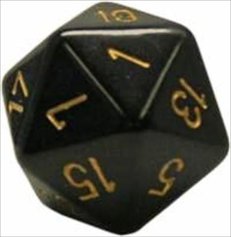 Black with Gold Numbers Opaque 34mm Die Chessex