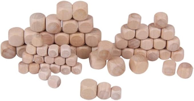 10 Pcs Wooden Dice, 6 Sided Blank Dice Round Corner Cube Dice DIY Graffiti Dice Crafts Toy Dice Board Game Party Supplies Standard Game Dice (1.8cm)