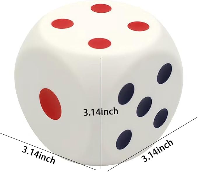 Large Dice Stress Ball,with Dots 6 Sided Dice EVA Foam Dices,Blank Slate Board Game Dice to Get Your Lucky Numbers,Anxiety Relieve Dice for Parties, Education, and Gifts