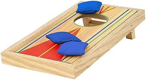 Tabletop Mini Corn Hole Bean Bag Toss Game, Brown -2 Boards, 8 Bags – Office, Birthdays, Family, Travel Party Time Fun