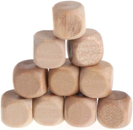 10Pcs Wooden Dice, 6 Sided Blank Dice Round Corner Cube Dice DIY Graffiti Dice Crafts Dice Board Game Party Supplies Game Dice, Standard Game Dice, Decorations (1.8cm)