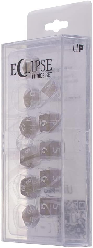 Ultra PRO - Eclipse 11 Dice Set (Smoke Grey) - Great Dice Set for All Kinds of Card Games and Board Games Such As, DND, MTG, and RPG - UP Your Game with Ultra PRO