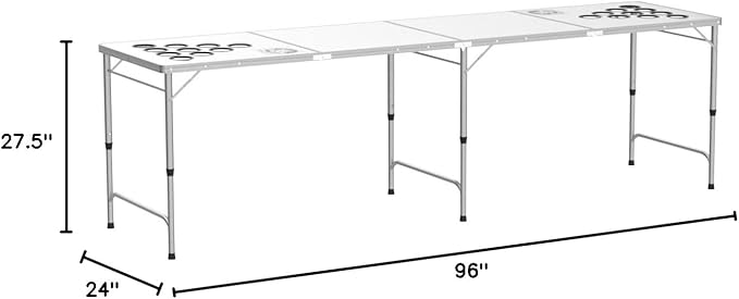 GoPong 8 Foot Portable Beer Pong / Tailgate Tables (Black, Football, American Flag, or Custom Dry Erase)