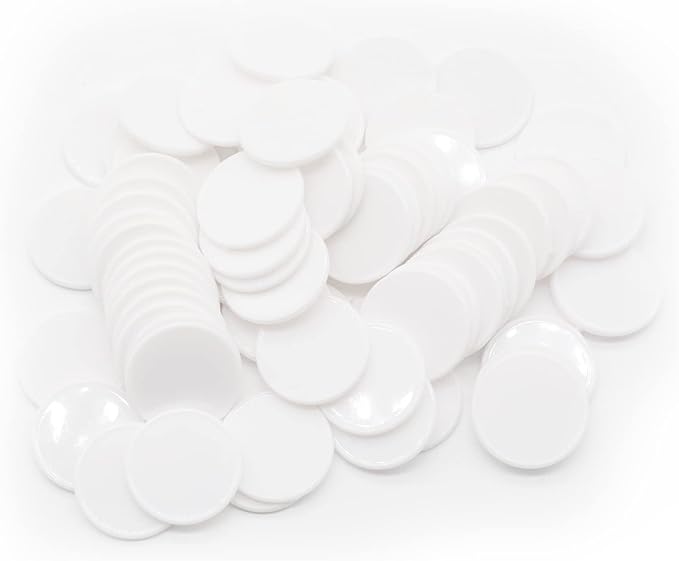 Set of 100 Opaque Plastic Learning Counters Mini Poker Chips Game Tokens with Storage Box (White, 1 Inch)