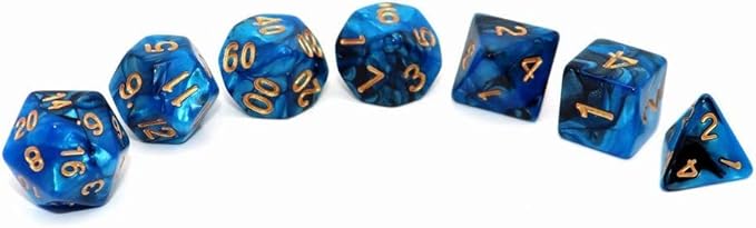 7pcs/Set D4 D6 D8 D10 D12 D20 Dichromatic Polyhedral Dices for Beginner Role Playing Game D&D Dice Set Party Table Board Game Supplies，with A Silver Pouch(Bluegrey)