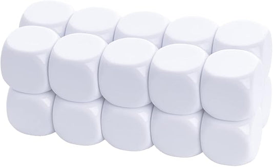 22mm Acrylic Dice with Smoothed Surface Six Sided with Rounded Corner Blank White Dice Cubes for Board Games, DIY Sticker, Math Counting Teaching, Party Fun 100PCS