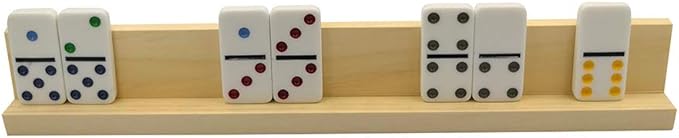 Yuanhe Wooden Domino Trays Set of 4,Wood Domino Racks, Domino Holders for Domino Tiles, Mexican Train, Mahjong, Chicken Foot and Other Domino Games