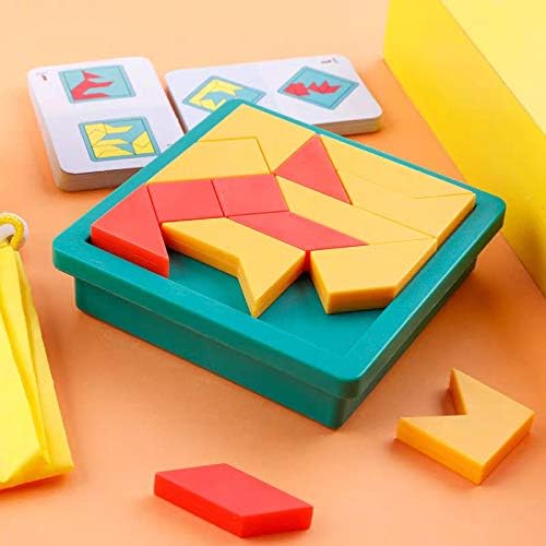 Tangram Puzzle Creative Pattern Logic Game for Age 6 to Adult Learn Logical Reasoning Skills Innovation Toys Educational Game Board Parent-Child Game Montessori Gift Toy for Kids 60pcs Cards