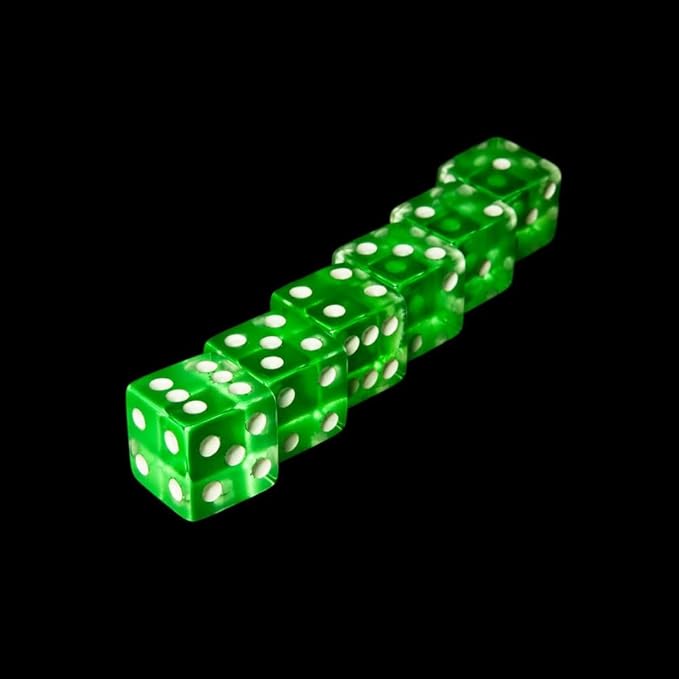 10 Pcs 6 Sided Dice D6 RPG D&D Game Transparent Green + Bag Set Role Playing Dice Dice and Accessories(Green 19mm)