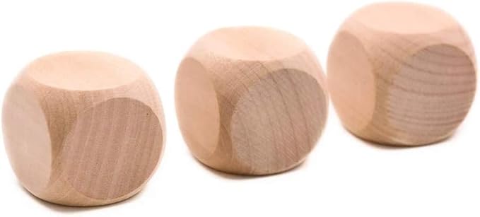 10Pcs Wooden Dice, 6 Sided Blank Dice Round Corner Cube DIY Graffiti Crafts Board Game Party Supplies Standard Game Accessories (1.8cm)