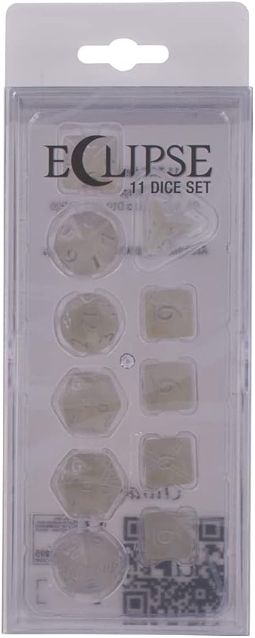 Ultra PRO - Eclipse 11 Dice Set (Arctic White) - Great Dice Set for All Kinds of Card Games and Board Games Such As, DND, MTG, and RPG - UP Your Game with Ultra PRO