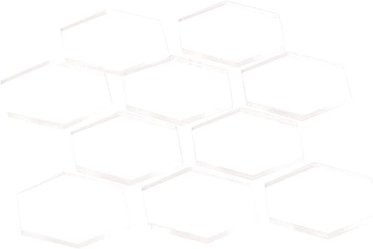 The Broken Token Clear Hex Miniature Bases for Board Game Figures - Visible & New Miniature Bases with Clear Acrylic and MDF Bases - Pack of 10 (1")