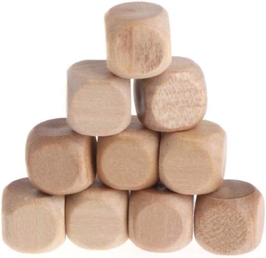 10 Pcs Wooden Dice, 6 Sided Blank Dice Round Corner Cube Dice DIY Graffiti Dice Crafts Toy Dice Board Game Party Supplies Standard Game Dice (1.8cm)