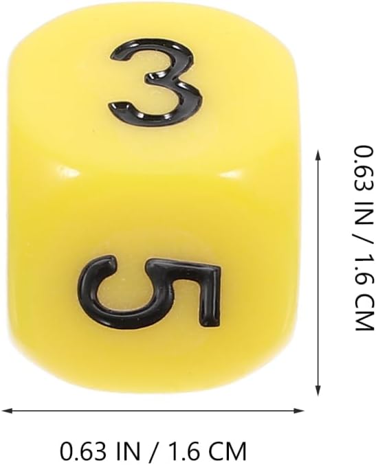 Vaguelly 12pcs Math Numbers Dices 0-5 Acrylic Numbered Dices 16mm Rounded Corner Party Game Dices Mini Teaching Learning Dice Party Favors, Yellow, G558CB6392RJ75RXTRN15P0C