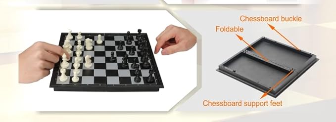 Magnetic Travel Chess Set with Folding Chess Board Educational Toys for Kids and Adults (12.6")