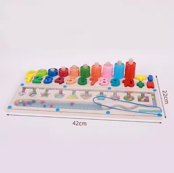 3 in 1 Magnetic Color and Number Maz3-in-1 Montessori Magnetic Maze Toy Wooden Number, Color & Shape Sorting Puzzle Preschool Math Learning & Counting Toy for Toddlers