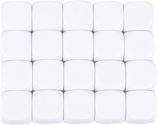 16mm Acrylic Dice with Smoothed Surface Six Sided with Rounded Corner Blank White Dice Cubes for Board Games, DIY Sticker, Math Counting Teaching, Party Fun 100PCS
