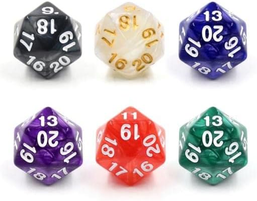 6 Pieces 20 Sided DND Dice,D20 Polyhedral Dice,22mm Pearl Color Dices Assortment D20 Dice,20 Sided Cube D&D Dice Set for Dungeons and Dragons, RPG, MTG Table Games(6 Colours)