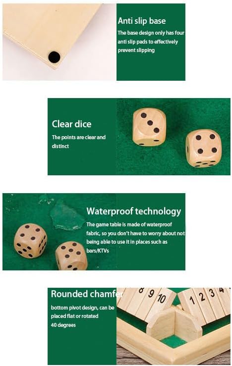 Shut The Box Game 12 Numbers, Shut The Box Dice Game Wooden Board Table Close The Box 2-4 Player 2 Dices Classics Close The Box Board Game for Adults Kids, Family Classroom Home or Bar