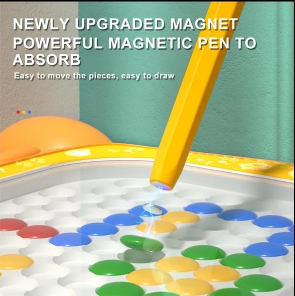 Magnetic Dots Board, Magnetic Drawing Board for Toddlers, Magnetic Drawing Board for Kids, Magnetic Dot Art with Magnetic Pen,Magnetic Tablet Toy for Airplane & Car Ride Activities for Kids (Cyan)