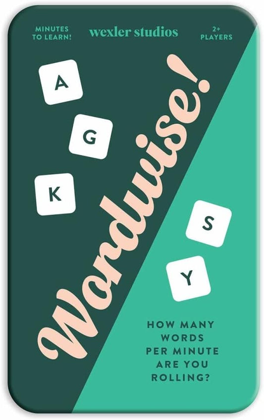 Galison Wordwise! Dice Game – Fun Dice Game for Kids, Easy to Play Family Game for 2+ Players, for Ages 6+ – Convenient Storage Tin and Instructions Included, Great Learning Activity for Kids