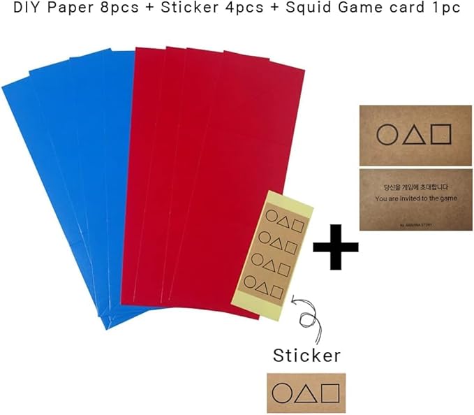 Ddakji(Ttakji) Game 4 Set + Sticker + Invitation Card from The TV Series Korean Traditional Game- Old-Fashioned Game kit (2 Pack)