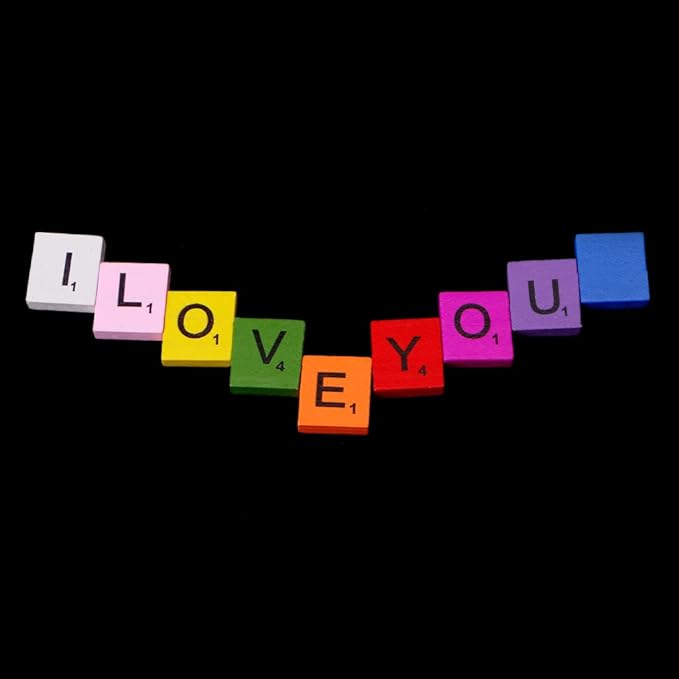 Zeaya 100Pcs/Set Wooden Colourful Scrabble Tiles Mix Letters Varnished Alphabet Scrabbles (Orange)