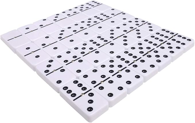 Silverman & Co. Double 6 Large White Domino Set - Red Case