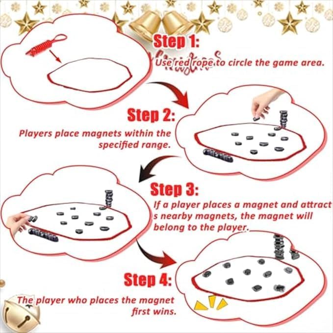 Magnetic Chess Game,Magnetic Chess with String - Portable Intellectual Battle & Strategy Board Game for Family Game Night | Fun Educational Gift(Red)