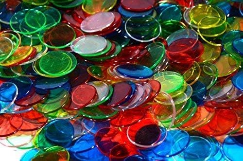 Regal Bingo Plastic Bingo Chips 1000 Pcs - Clear Transparent Counters Game Chips Set for Board Game - Fun Bingo Night - 3/4 Inch Assorted Colors
