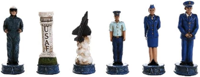 US Air Force vs Marines Military Chess Set Hand Painted with Glass Board