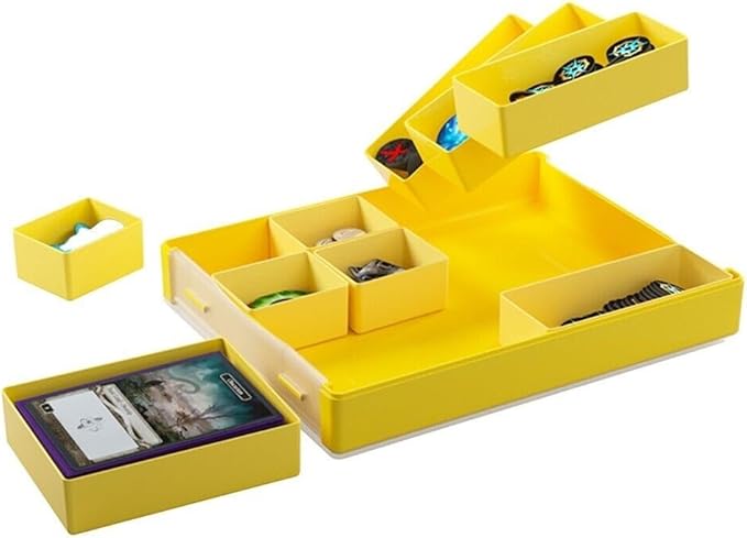 Token Silo Convertible | Store & Organize Board Game Tokens | 9 Removable Trays in 3 Different Sizes | Stackable Token Box | Space-Saving Design | Yellow Color | Made by Gamegenic (GGS22007ML)