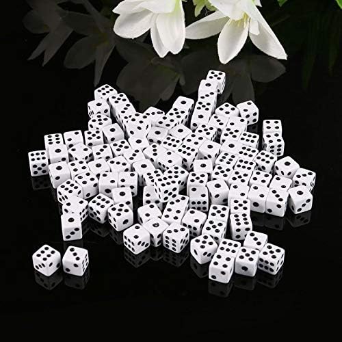 100Pcs 8mm White Dice,Adult Game Dice for Teaching Math,Activity,Casino Theme,Party Favors,Toy Gifts,Magic Tricks Prop
