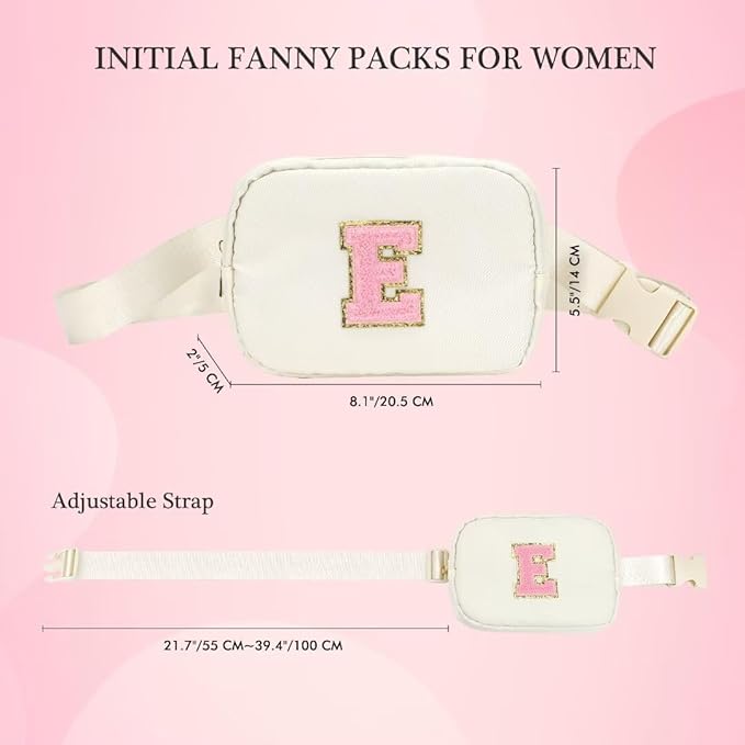 YOOLIFE Teacher Appreciation Gifts for Women, Teacher Retirement Gifts for Women Teacher Bag Teacher Gifts from Students, Initial Crossbody Bag Belt Bag, White T