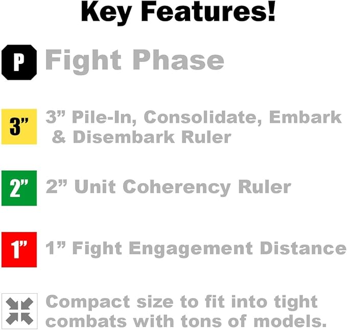 LITKO Gauge Set | Compatible with Warhammer 40K 10th Edition | Movement | Shooting | Fight | Close Combat | WH40K Templates (3-inch Fight Gauge)