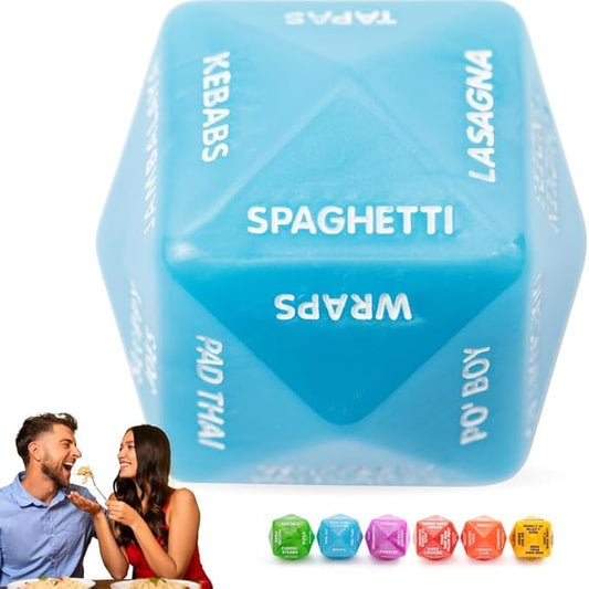 Dinner Dice Version 2- for Couples Takeout Date Night Ideas 2"x2"x2" Decision Dice in Blue