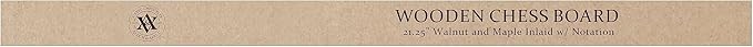 A&A 21.25" Professional Wooden Tournament Chess Board/Walnut & Maple Inlaid / 2.25" Squares w/Notation