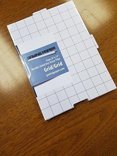 4 Pack Gaming Paper Wet/Dry Erase Tiles 1" Grid