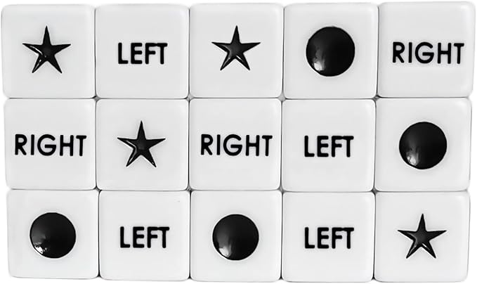 ZLIXING 15 Pcs Dice for Left Right Center Dice Game Prime Only Dice Family Board Games Accessories
